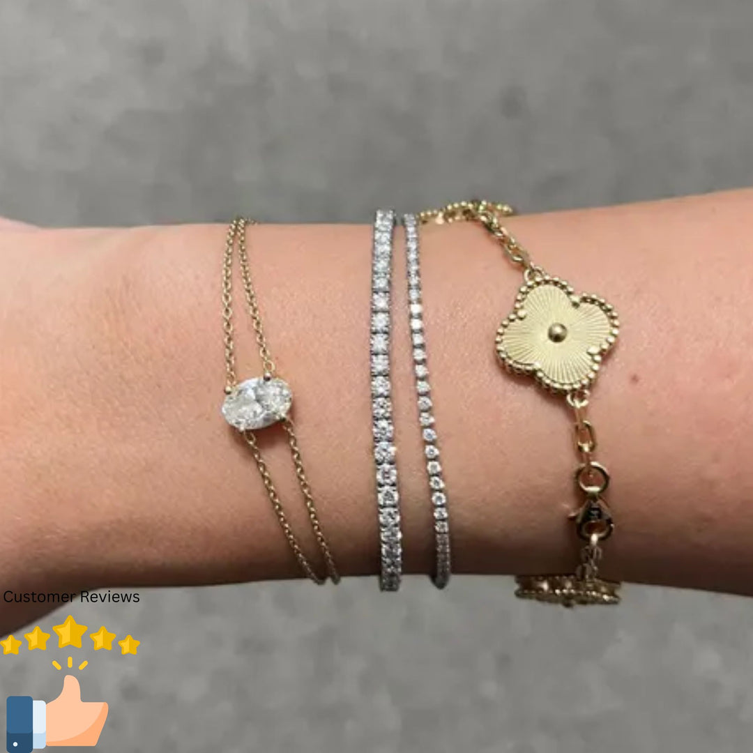 Tennis Bracelet Lab Grown Diamond. 3.00 carat. Stackable Infinity Bracelet. 14K Solid Gold. With Certificate. Passes Diamond Tester.
