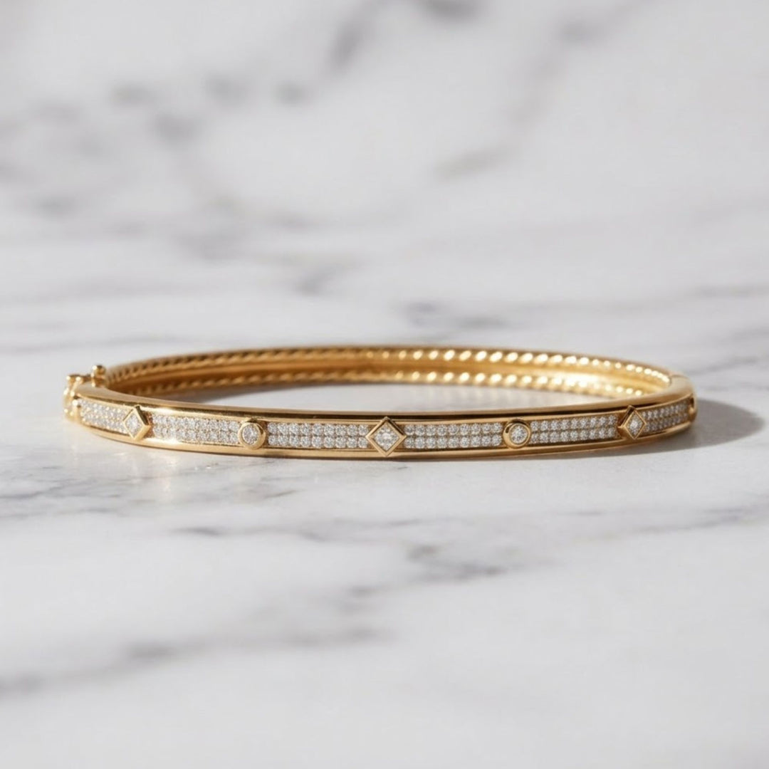 Lab Grown Diamond 4.5mm Bracelet, 14K Gold Stackable Bangle,Minimalist Heart Jewelry,Anniversary Gift for Her, VS+ Clarity,Certified Jewelry