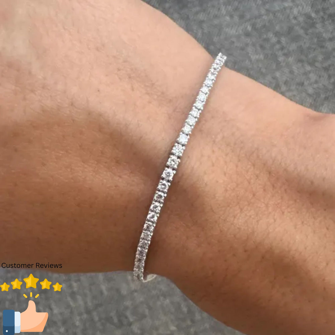Tennis Bracelet Lab Grown Diamond. 3.00 carat. Stackable Infinity Bracelet. 14K Solid Gold. With Certificate. Passes Diamond Tester.