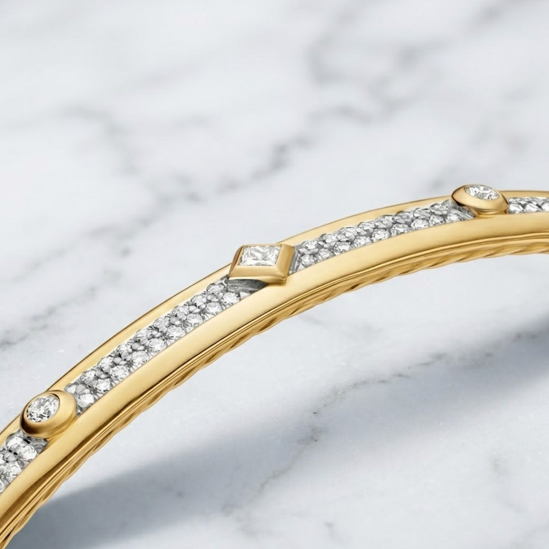 Lab Grown Diamond 4.5mm Bracelet, 14K Gold Stackable Bangle,Minimalist Heart Jewelry,Anniversary Gift for Her, VS+ Clarity,Certified Jewelry