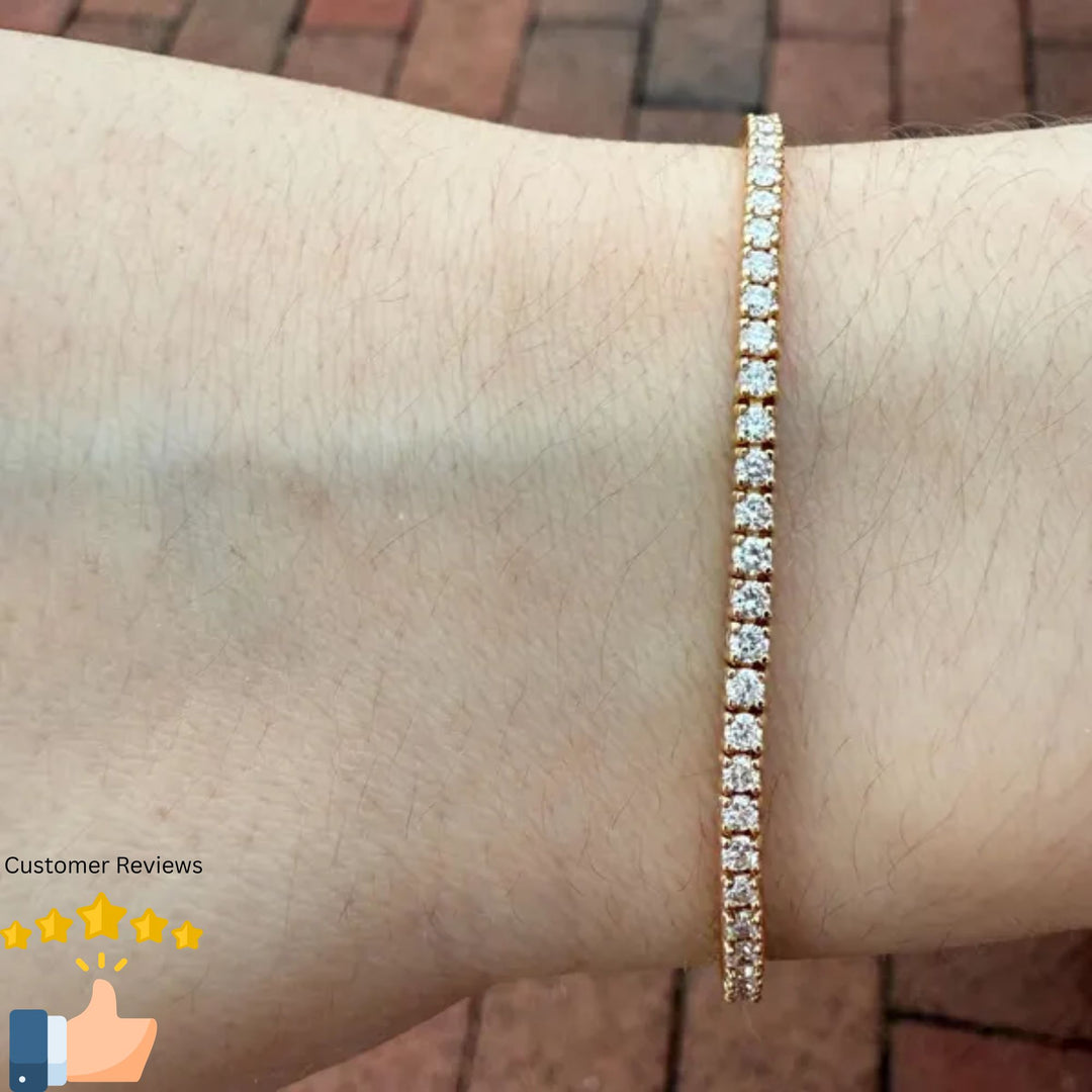 Tennis Bracelet Lab Grown Diamond. 3.00 carat. Stackable Infinity Bracelet. 14K Solid Gold. With Certificate. Passes Diamond Tester.