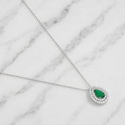 2.25 CT Emerald & Natural Diamond Pavé Pendant | 18K Solid White Gold