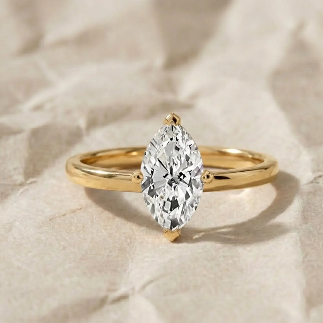 Marquise Solitaire Engagement Ring 14K Gold White, Yellow, Rose Gold Certified Lab-Grown & Natural Diamonds Handmade Jewelry Jwalin Jewels