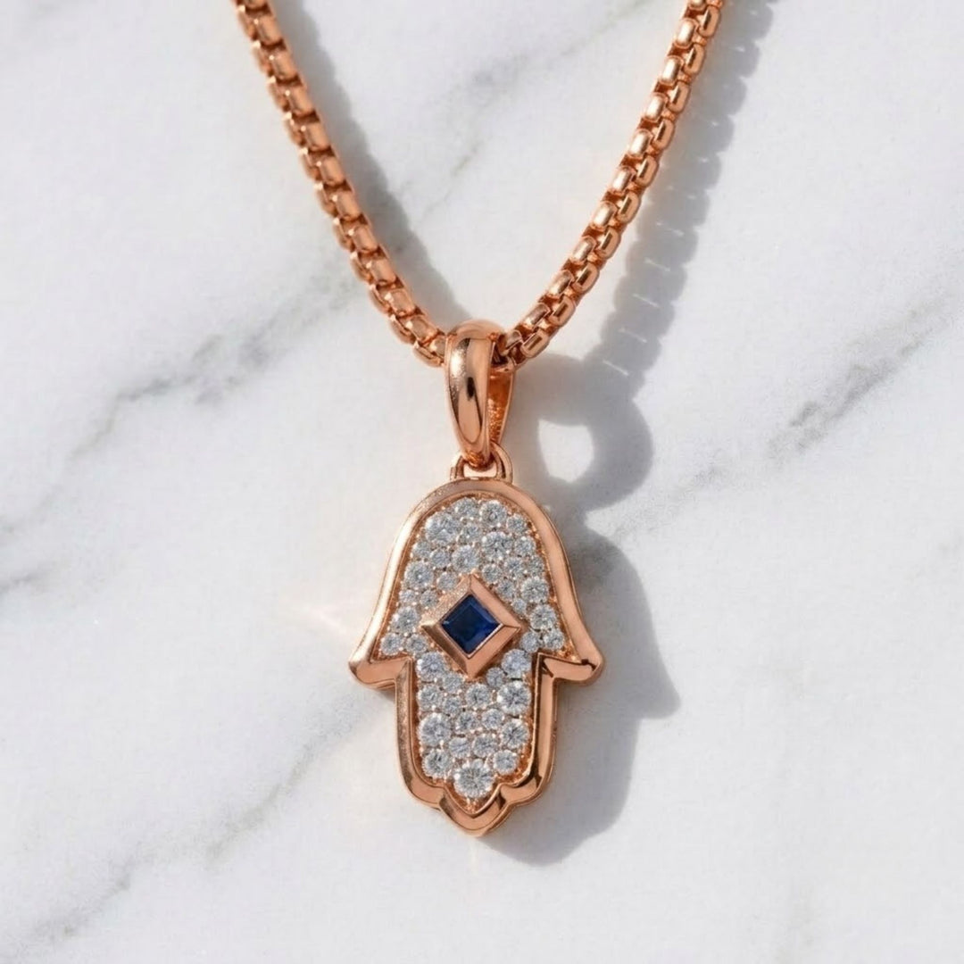 14K Gold Lab Grown Diamond Hamsa Pendant • Pave Hand Charm • Protective Amulet Necklace Charm