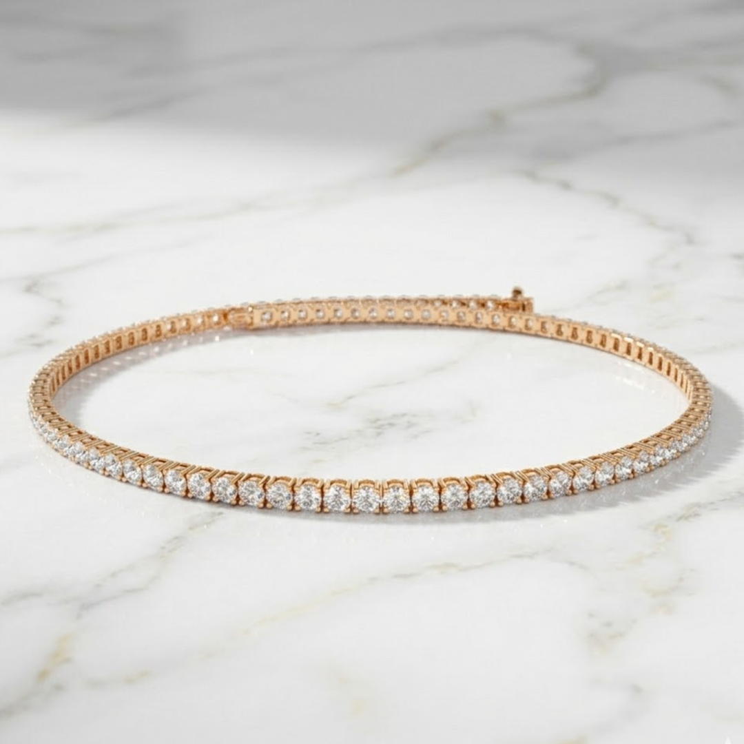 Tennis Bracelet Lab Grown Diamond. 3.00 carat. Stackable Infinity Bracelet. 14K Solid Gold. With Certificate. Passes Diamond Tester.