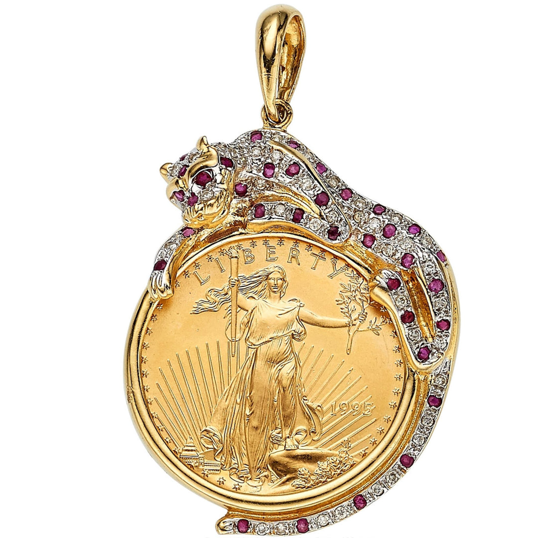 1995 "Lady Liberty Gold Eagle" Coin Pendant Necklace // 14k Solid Bullion Jewelry // Vintage Estate Piece // Collectible Coin