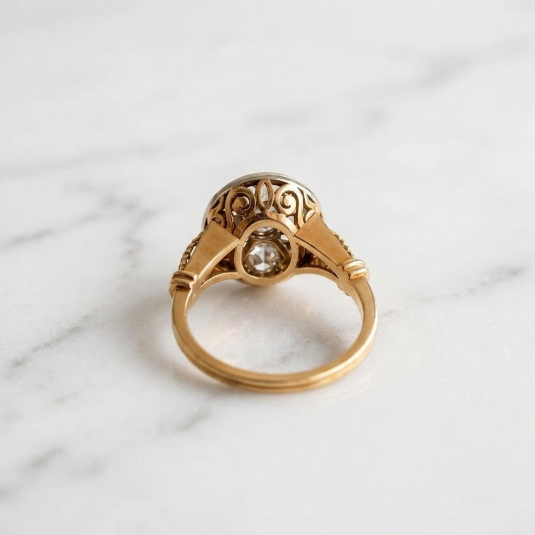 Two-Tone Platinum & 18K Yellow Gold Natural Diamond Ring