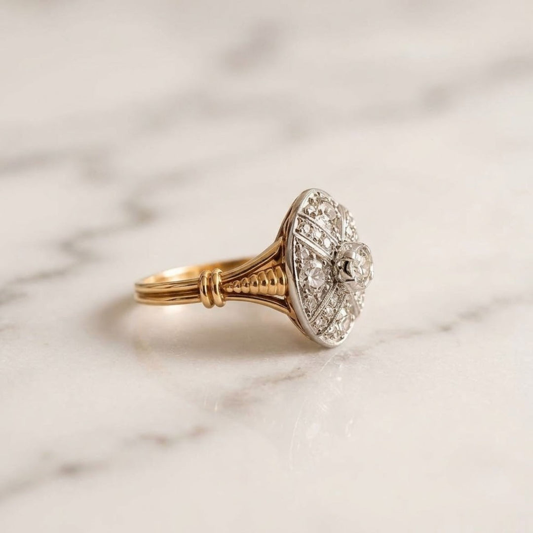 Two-Tone Platinum & 18K Yellow Gold Natural Diamond Ring