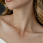 Load image into Gallery viewer, Lab Grown Emerald Marquise Necklace with Pave and Prong Set Diamonds in 9K, 14K, 18K White, Yellow, Rose Gold | Gift for Her,Elegant Jewelry