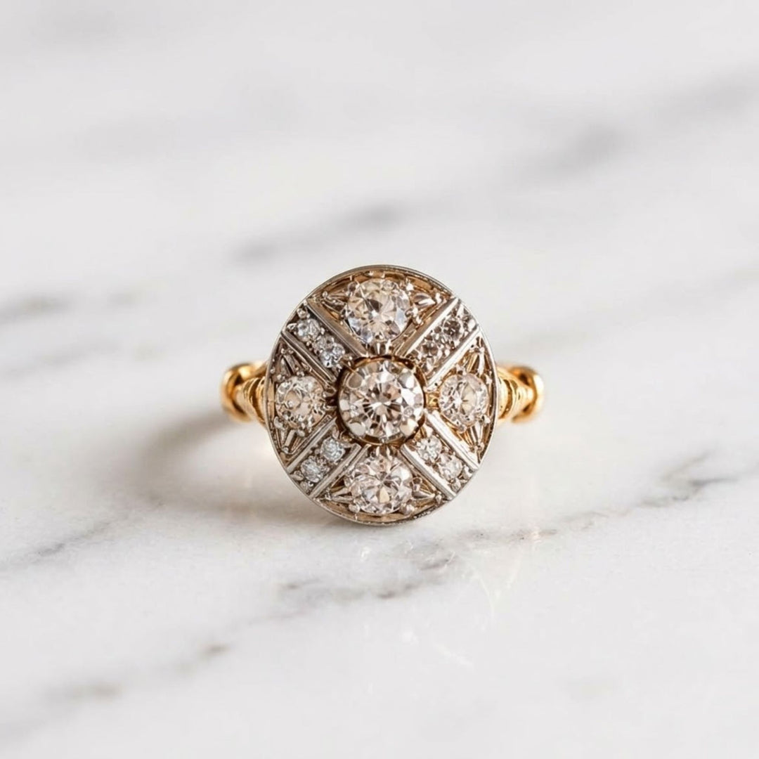 Two-Tone Platinum & 18K Yellow Gold Natural Diamond Ring