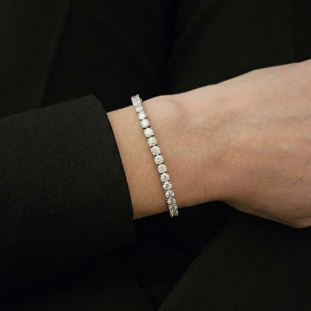 Tennis Bracelet Lab Grown Diamond. 15 carat. Stackable Infinity Bracelet. 14K Solid Gold. With Certificate. Passes Diamond Tester.