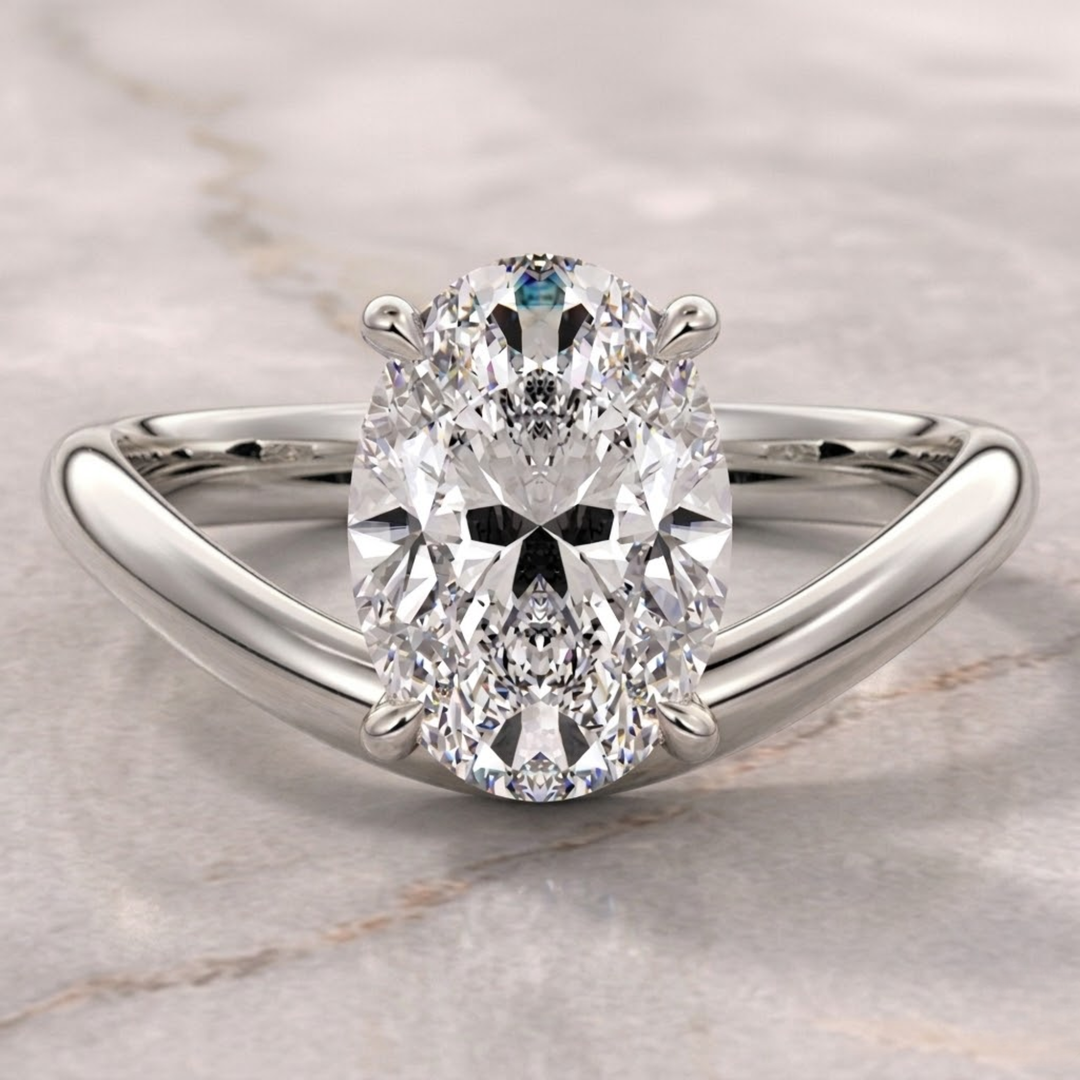 2.00 Carat Oval Lab Grown Diamond Engagement Ring: SGL and IGI Certified