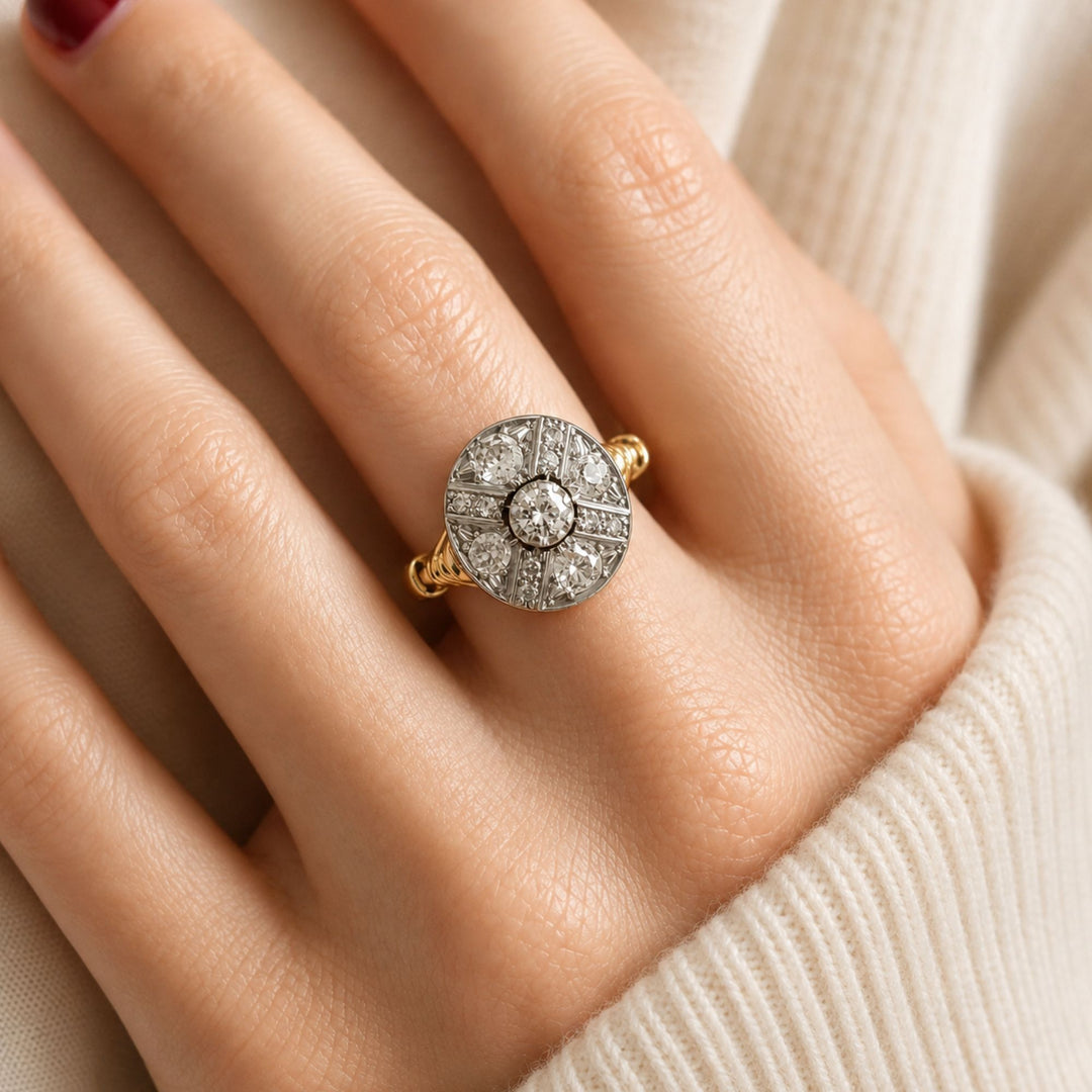 Two-Tone Platinum & 18K Yellow Gold Natural Diamond Ring