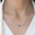 Load image into Gallery viewer, Lab Grown Emerald Marquise Necklace with Pave and Prong Set Diamonds in 9K, 14K, 18K White, Yellow, Rose Gold | Gift for Her,Elegant Jewelry