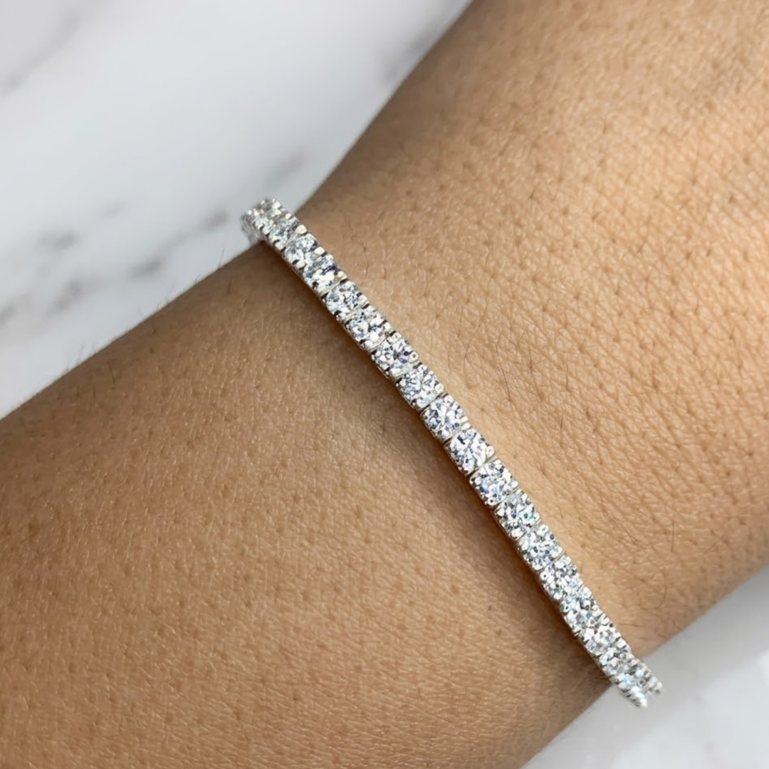 Tennis Bracelet Lab Grown Diamond. 6.00 carat. Stackable Infinity Bracelet. 14K Solid Gold. With Certificate. Passes Diamond Tester.