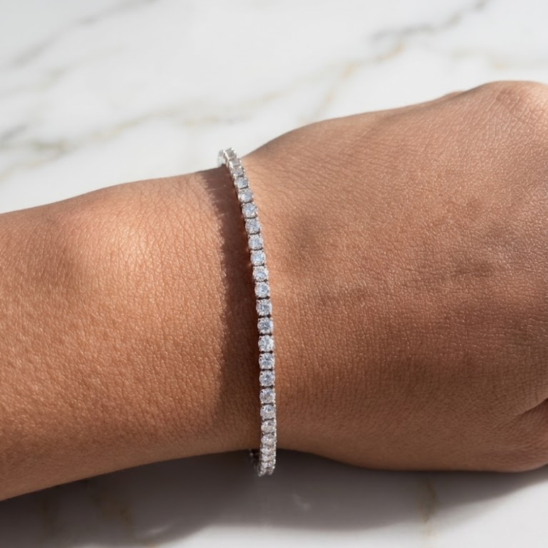 Tennis Bracelet Lab Grown Diamond. 5.00 carat. Stackable Infinity Bracelet. 14K Solid Gold. With Certificate. Passes Diamond Tester.