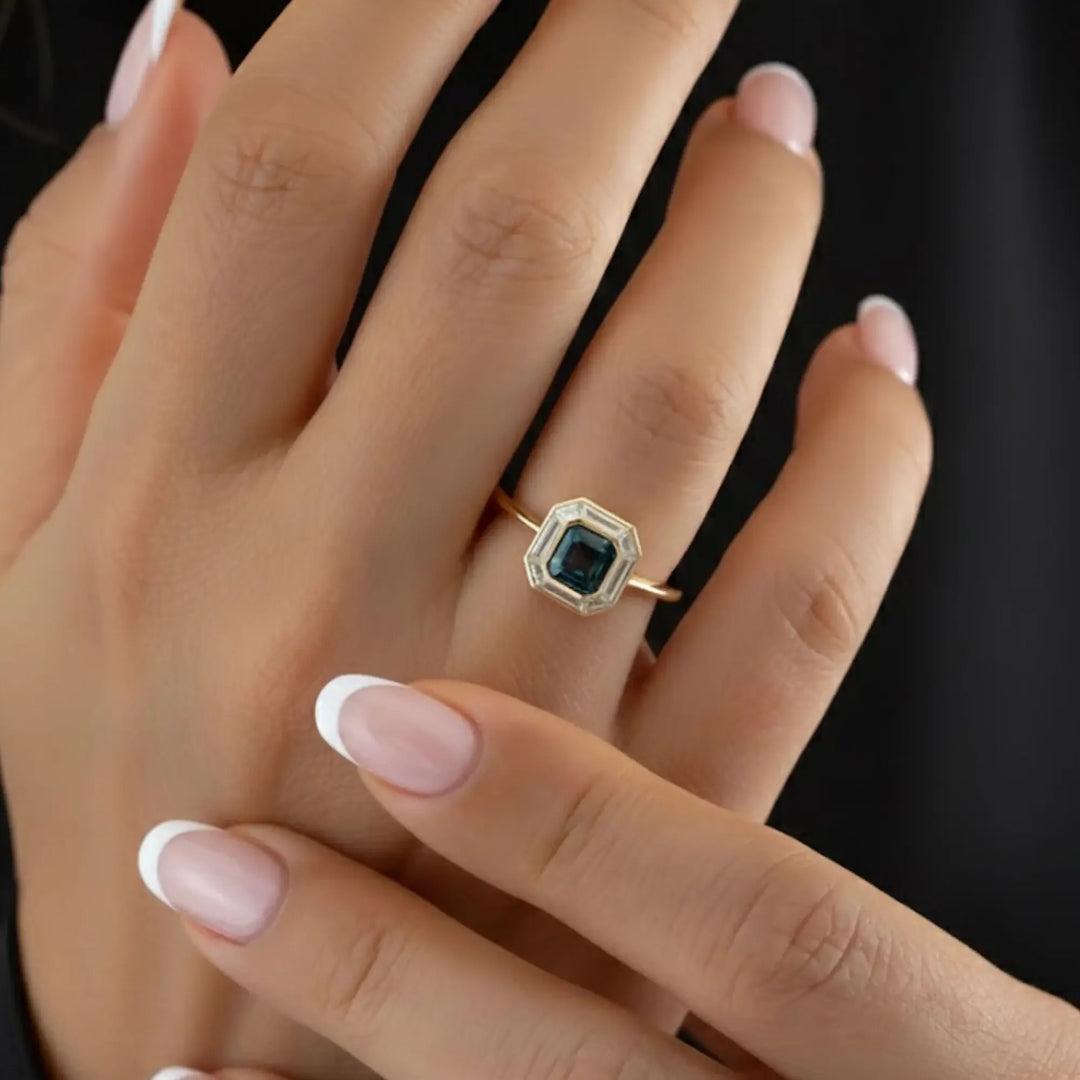 14K Gold Square Emerald Solitaire Ring | Emerald Cut Wedding Ring | Handmade Engagement Ring | Gift for Her, Proposal, Bridal Jewelry Jwalin Jewels