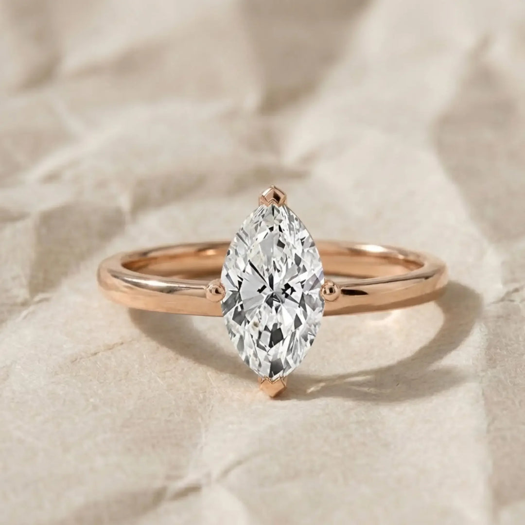 Marquise Solitaire Engagement Ring 14K Gold White, Yellow, Rose Gold Certified Lab-Grown & Natural Diamonds Handmade Jewelry Jwalin Jewels