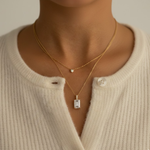 Load image into Gallery viewer, 14k Gold Emerald Cut Lab Grown Diamond Charm Pendant, 1.50 CTW Lab Grown Diamond Solitaire Necklace Prong Setting IGI Certified Diamond