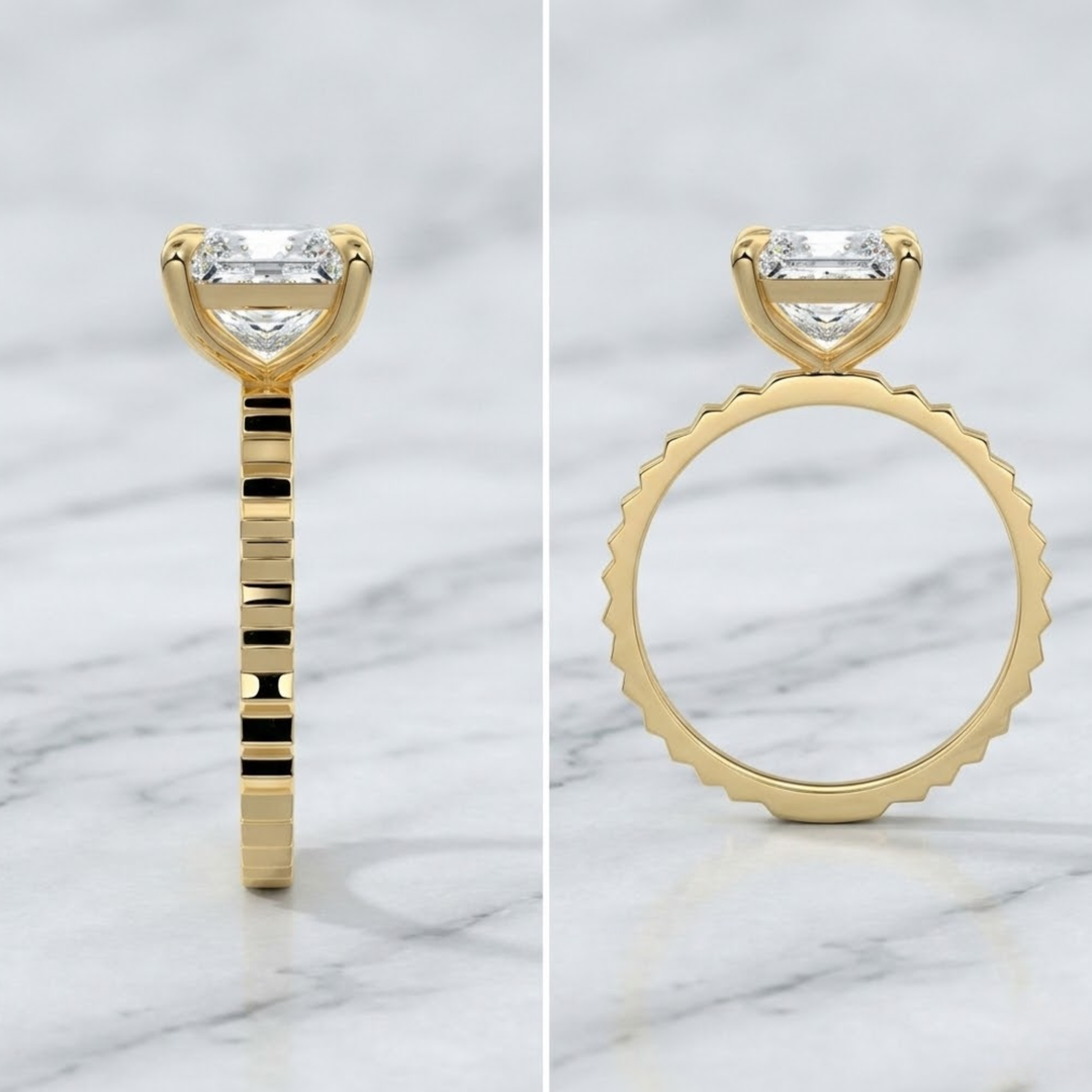 2.00 Carat Princess Cut Lab Grown Diamond Solitaire Engagement Ring: 14K Gold Bridal Proposal