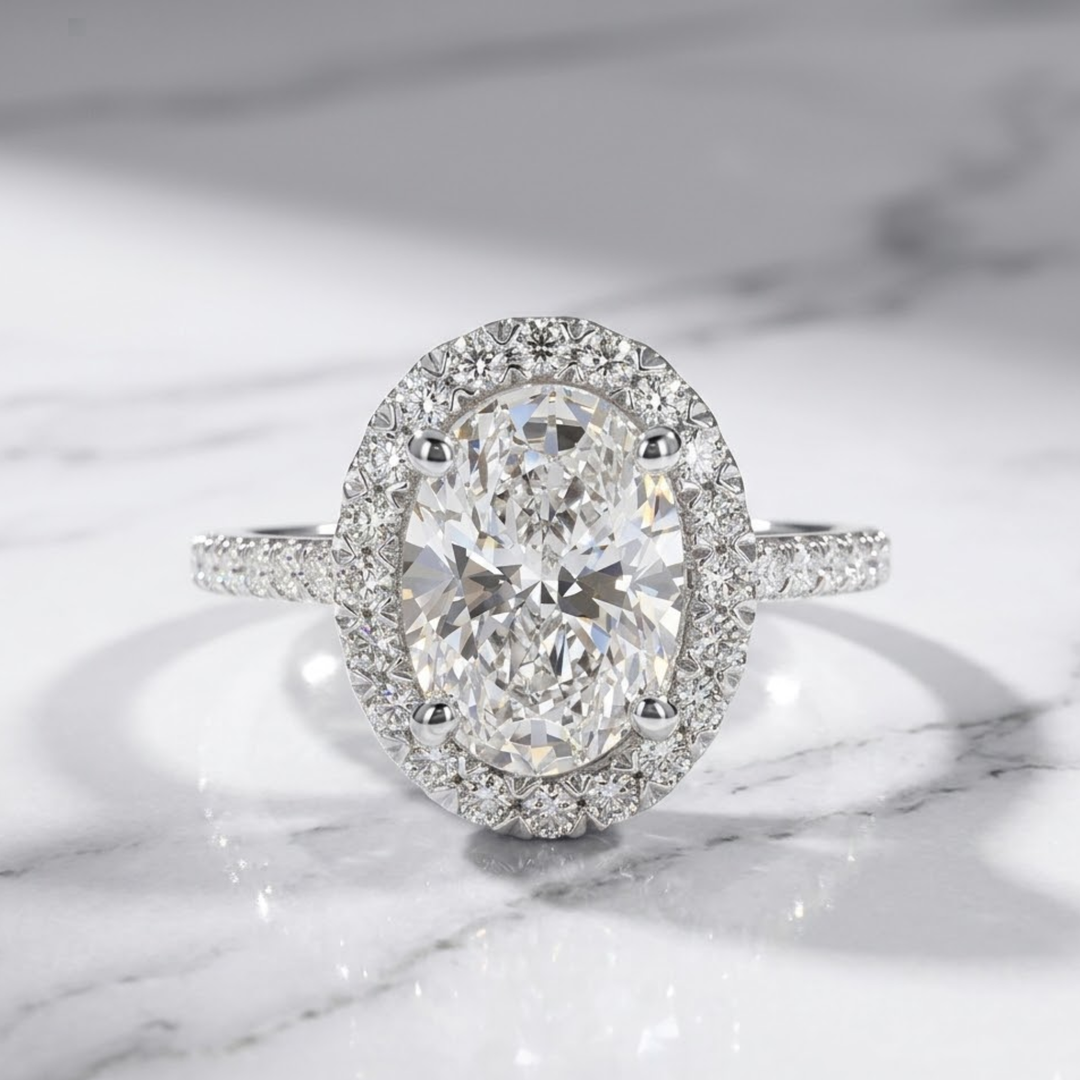 Oval Diamond Engagement Ring,2.00 CT IGI Certified Oval Solitaire Rin , Hidden Halo Cathedral Set lab diamond, 14K Gold Wedding Ring