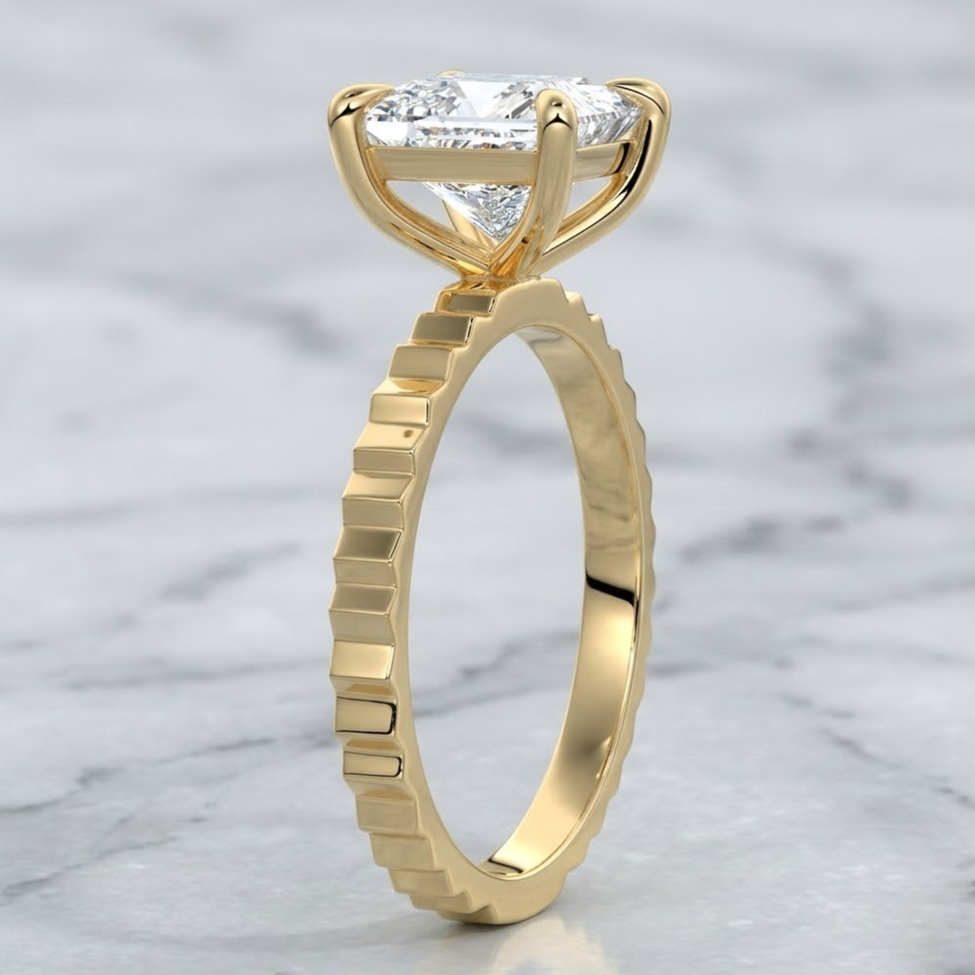 2.00 Carat Princess Cut Lab Grown Diamond Solitaire Engagement Ring: 14K Gold Bridal Proposal