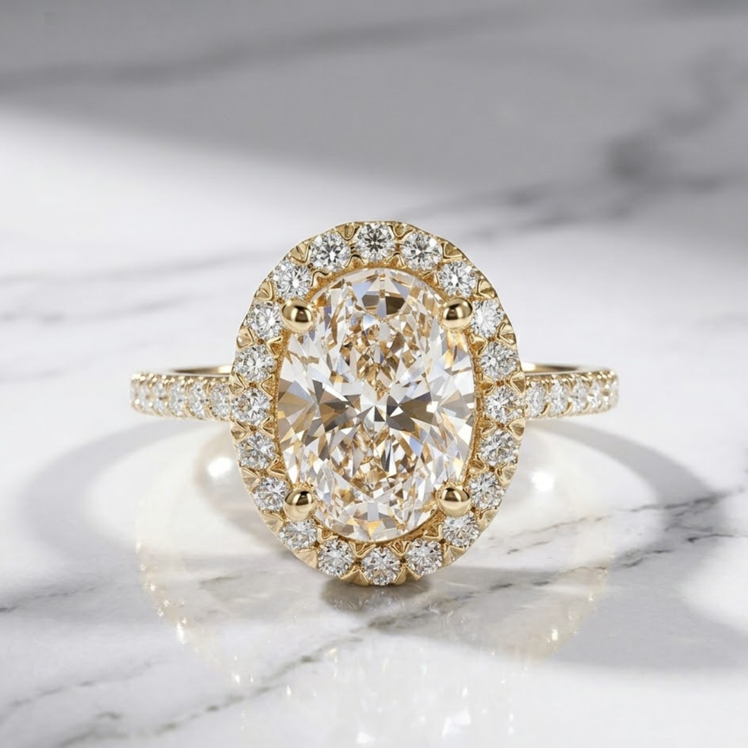 Oval Diamond Engagement Ring,2.00 CT IGI Certified Oval Solitaire Rin , Hidden Halo Cathedral Set lab diamond, 14K Gold Wedding Ring