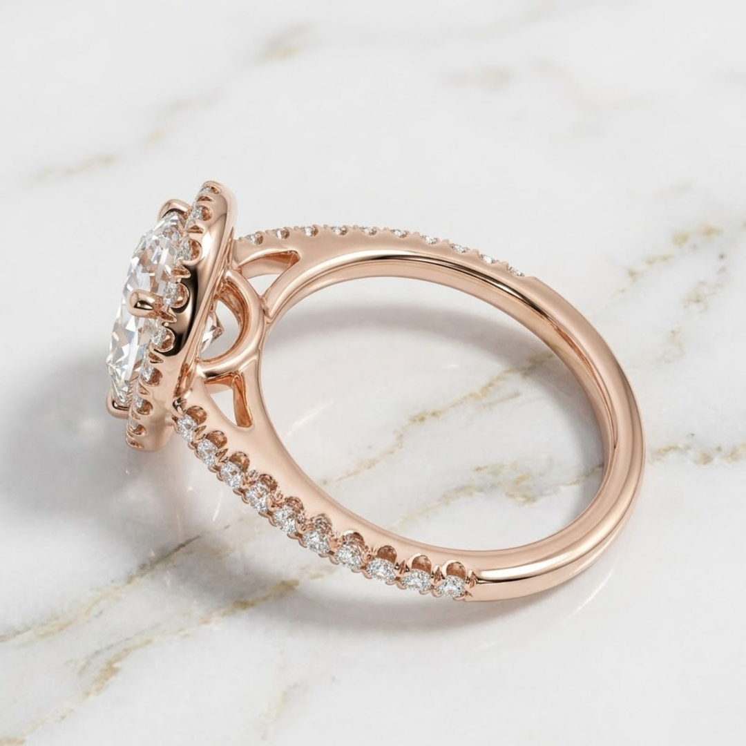 Oval Diamond Engagement Ring,2.00 CT IGI Certified Oval Solitaire Rin , Hidden Halo Cathedral Set lab diamond, 14K Gold Wedding Ring