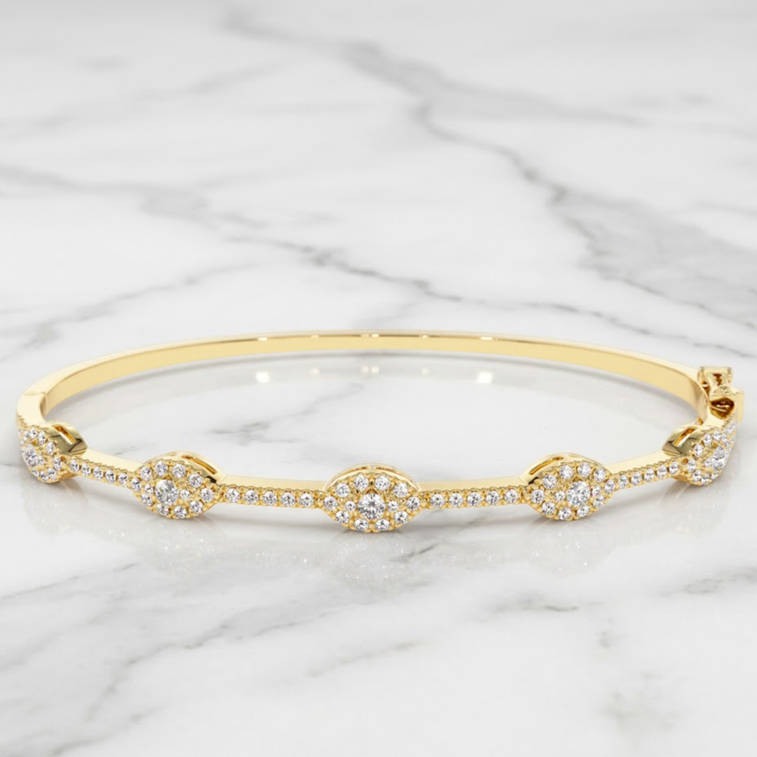 14k Round Diamond Bangle Bracelet 0.99 ctw / Stackable Diamond Bracelet / Last Minute Gift