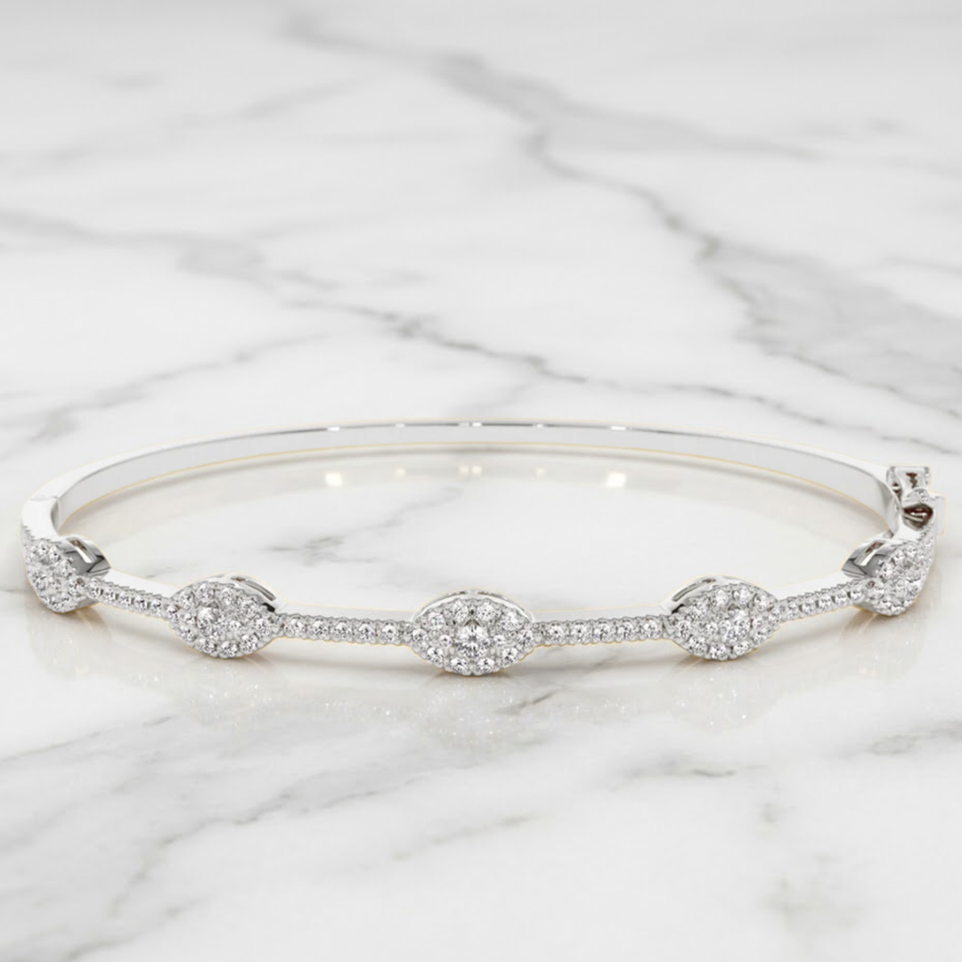 14k Round Diamond Bangle Bracelet 0.99 ctw / Stackable Diamond Bracelet / Last Minute Gift