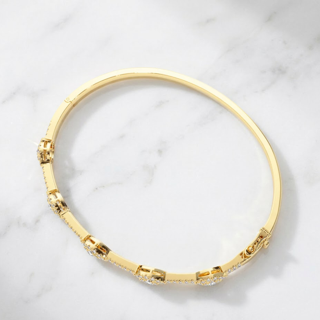 14k Round Diamond Bangle Bracelet 0.99 ctw / Stackable Diamond Bracelet / Last Minute Gift