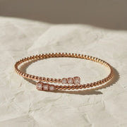 Bypass Beaded Diamond Bracelet in 14K Gold, Minimal Gold Bangle, Bujukan Style Open Bracelet, Luxury Gift for Her Jwalin Jewels