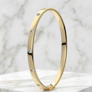 Solid Gold Bangle Bracelet for Women, Round Cut Diamond Bracelet Bangle, Open Bangle Bracelet, Anniversary gift, Gift For Her