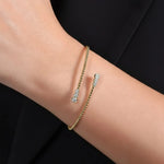 Load image into Gallery viewer, Bypass Beaded Diamond Bracelet in 14K Gold, Minimal Gold Bangle, Bujukan Style Open Bracelet, Luxury Gift for Her Jwalin Jewels