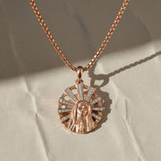 Virgin Mary Pendant in Solid Gold | Diamond Madonna Religious Necklace | Catholic Faith Jewelry