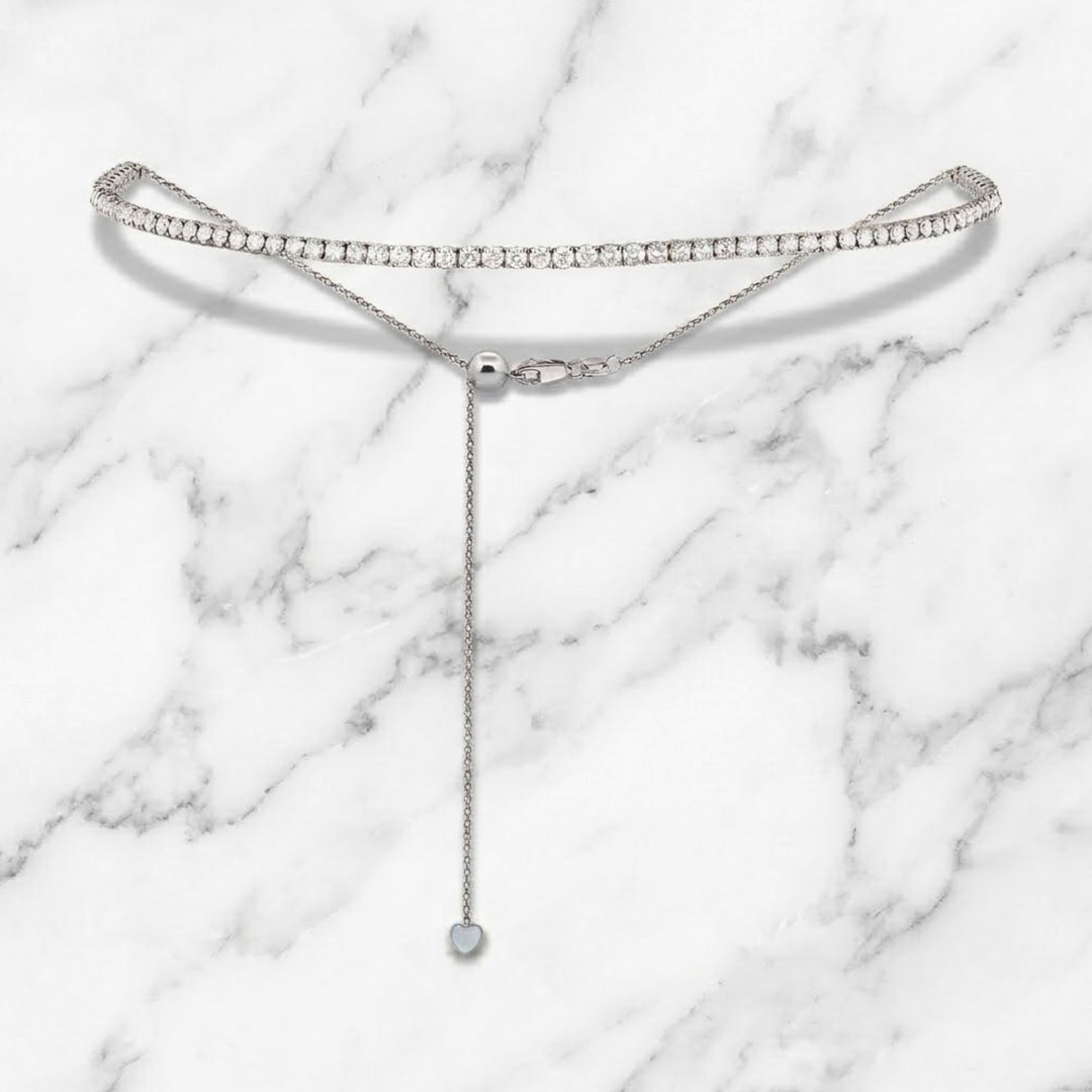 14K Solid Gold 4.15 CT Natural Diamonds Adjustable Imperial Diamond Tennis Choker Necklace