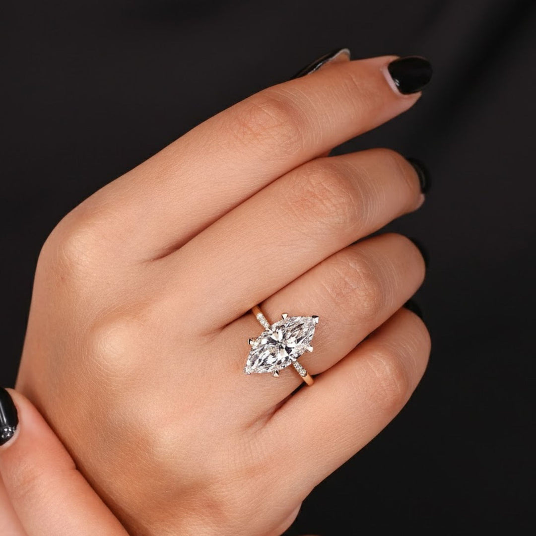 IGI Certified 2 Carat Marquise Lab Diamond 14k Gold Engagement Ring