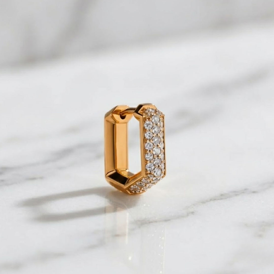 Men's Diamond Earrings - Gold Diamond Huggie Hoop Earrings - Small 14K Solid Gold Hoop Earrings Men - Men's Jewelry
