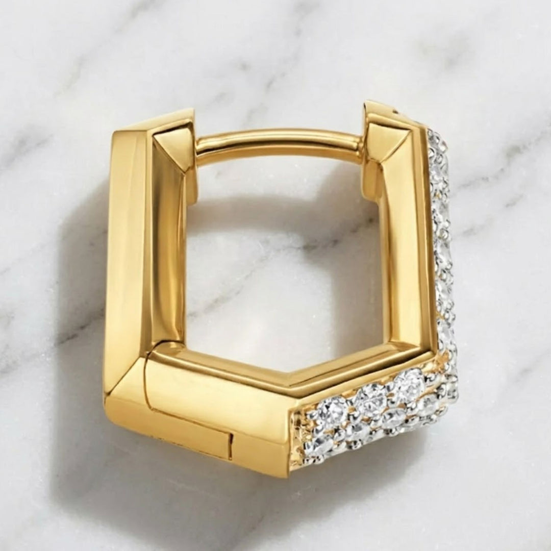 Men's Diamond Earrings - Gold Diamond Huggie Hoop Earrings - Small 14K Solid Gold Hoop Earrings Men - Men's Jewelry