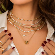 4.15 CT Natural Diamond Tennis Choker Necklace | 14K Solid Gold Adjustable