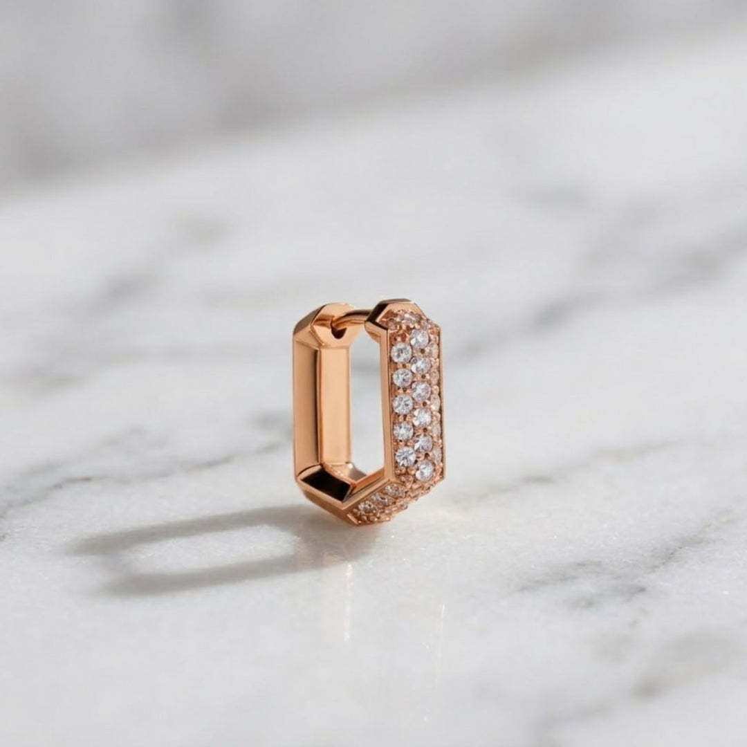 Men's Diamond Earrings - Gold Diamond Huggie Hoop Earrings - Small 14K Solid Gold Hoop Earrings Men - Men's Jewelry