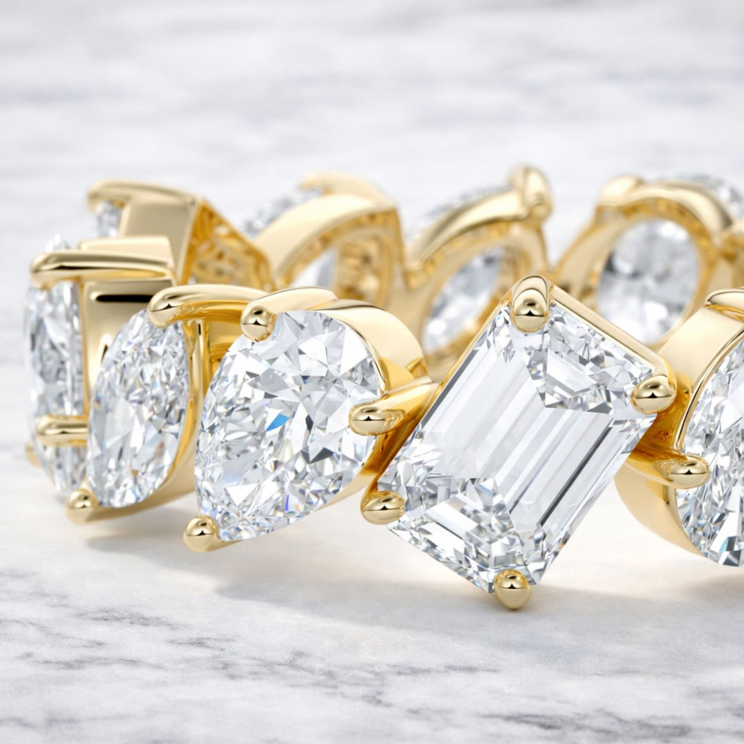 4CT Multi Shape Brilliant Cut Lab grown Diamond Eternity Band, Multi Shape Wedding Band for her, Wedding Proposal Multi Shape Band