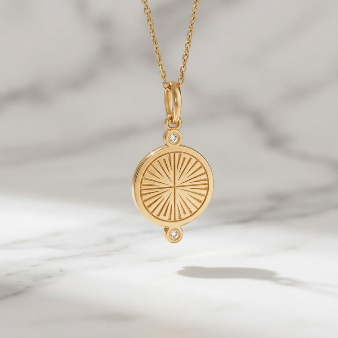 14K Solid Gold Queen Bee Necklace, Pavé Diamond Bee Pendant, Unique Round Pendant, Luxury Gift for Her