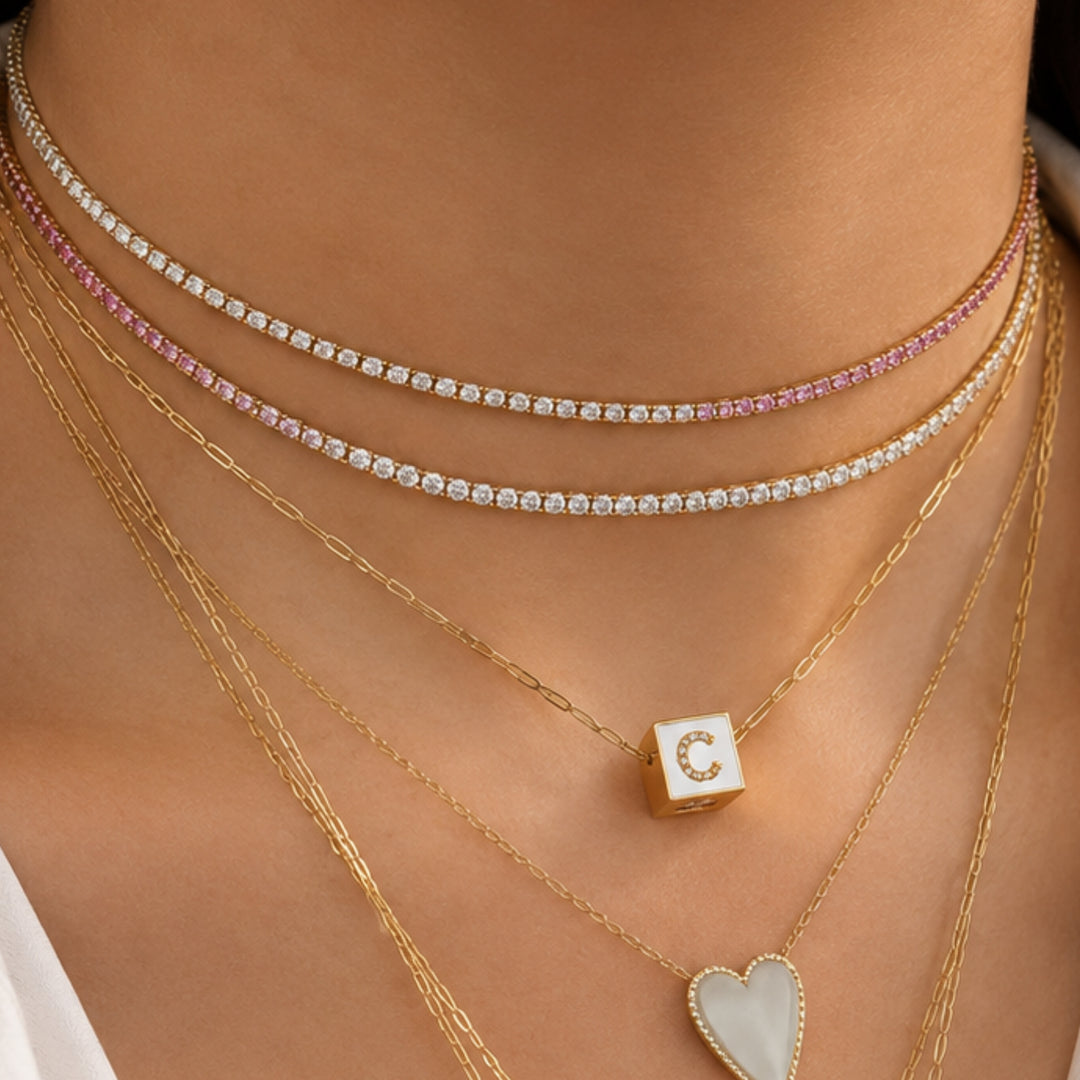 14K Solid Gold 4.15 CT Natural Diamonds Adjustable Imperial Diamond Tennis Choker Necklace