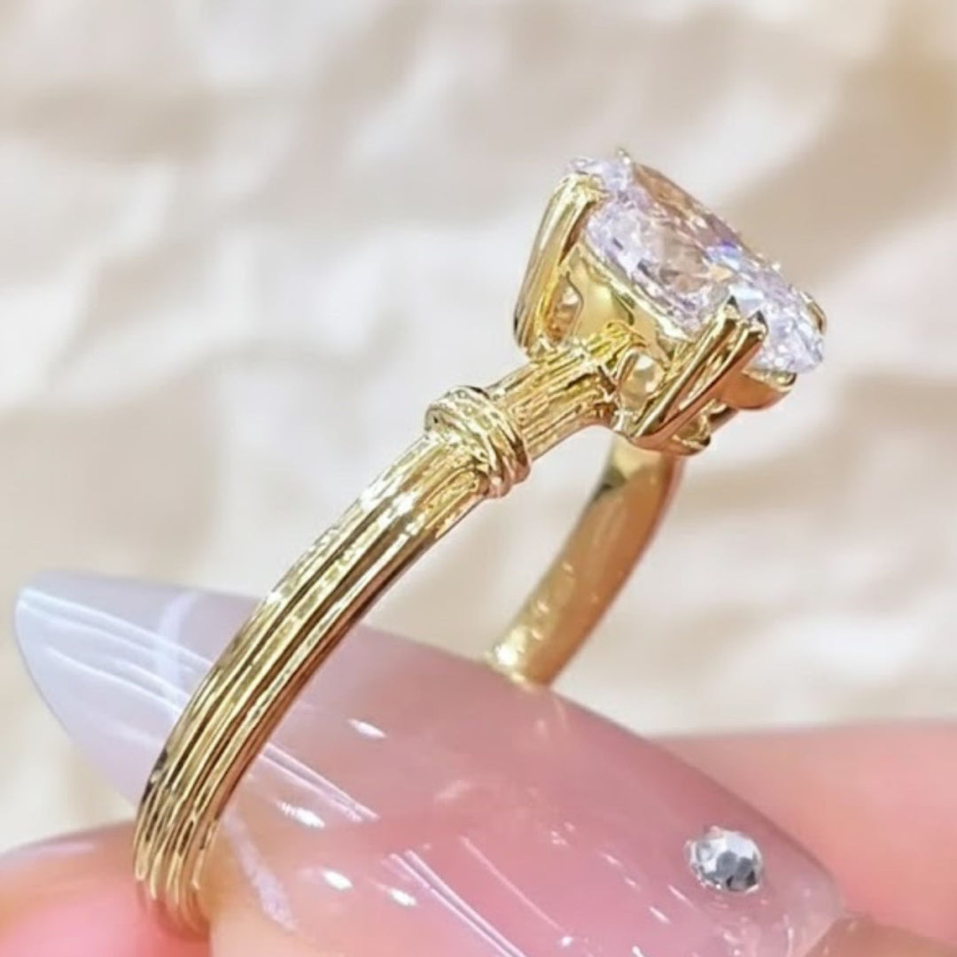 18K Yellow Gold Lab Grown Diamond Ring, US Size 4 to 12