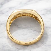 Baguette Cut Lab Diamond Men's Ring, Filigree Diamond Wedding Ring, 14K Solid Gold Engagement Ring, Gift For Him