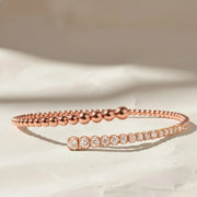 14K White and Yellow Gold Bujukan and Graduating Diamond Bypass Bangle Bracelet Jwalin Jewels