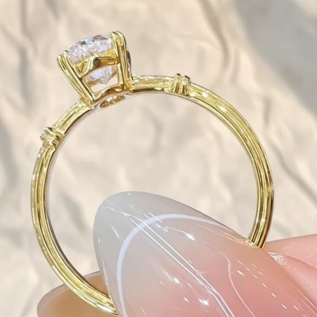 18K Yellow Gold Lab Grown Diamond Ring, US Size 4 to 12