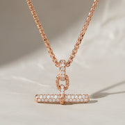 Diamond Bar Necklace, Gold Bar Necklace, Modern Jewelry, Pave Pendant, Lab Grown Diamond, 14K White Yellow Rose Gold, Layered Necklace