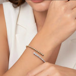 Load image into Gallery viewer, 14K White and Yellow Gold Bujukan and Graduating Diamond Bypass Bangle Bracelet Jwalin Jewels